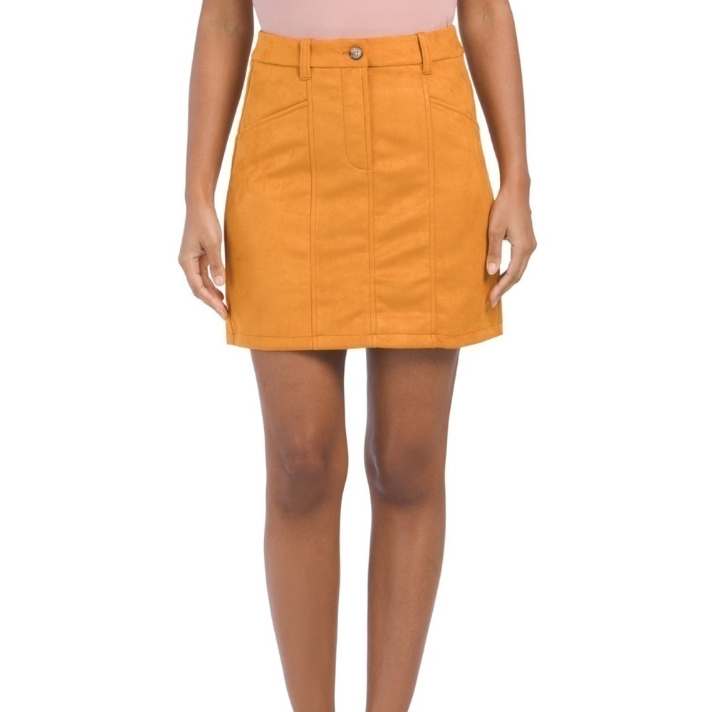 FRENCH CONNECTION Orange Faux Suede Mini Skirt